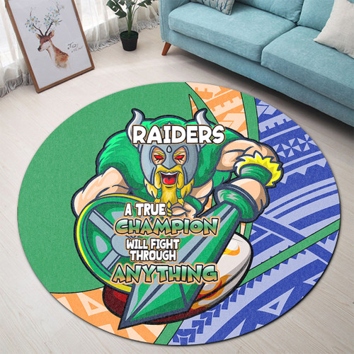 Canberra Raiders Round Rug - A True Champion Will Fight Through Anything With Polynesian Patterns