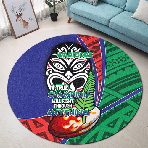 New Zealand Warriors Round Rug - A True Champion Will Fight Through Anything With Polynesian Patterns