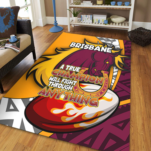 Brisbane Broncos Area Rug - A True Champion Will Fight Through Anything With Polynesian Patterns Brisbane Broncos Area Rug - A True Champion Will Fight Through Anything With Polynesian Patterns