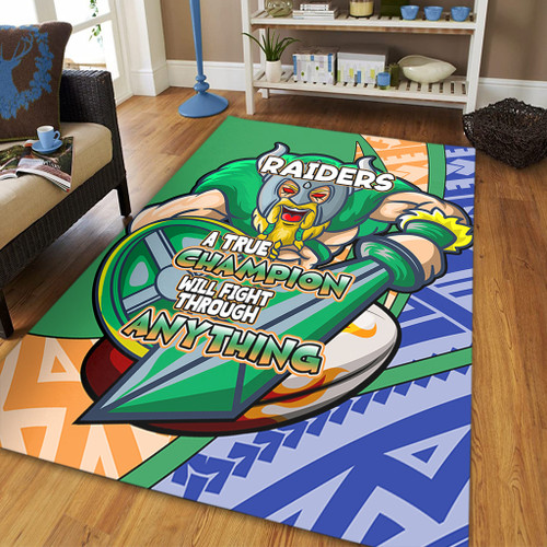Canberra Raiders Area Rug - A True Champion Will Fight Through Anything With Polynesian Patterns Canberra Raiders Area Rug - A True Champion Will Fight Through Anything With Polynesian Patterns