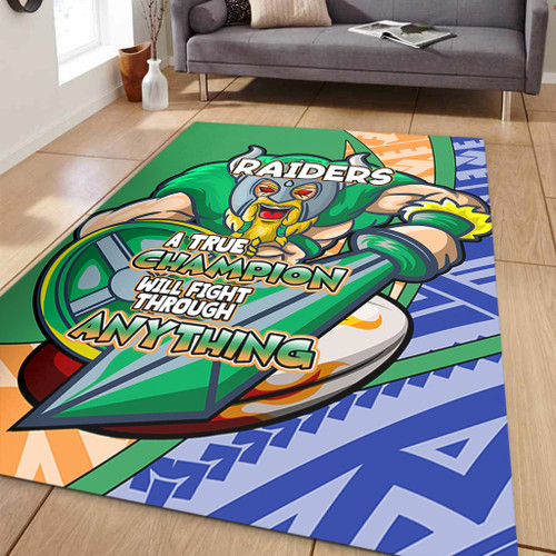 Canberra Raiders Area Rug - A True Champion Will Fight Through Anything With Polynesian Patterns