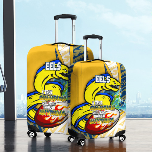 Parramatta Eels Luggage Cover - A True Champion Will Fight Through Anything With Polynesian Patterns