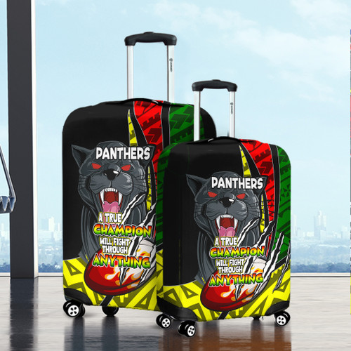 Penrith Panthers Luggage Cover - A True Champion Will Fight Through Anything With Polynesian Patterns