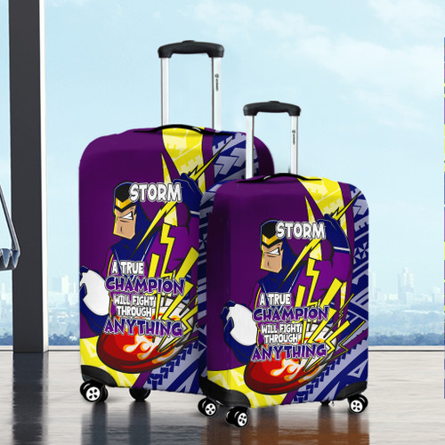 Melbourne Storm Luggage Cover - A True Champion Will Fight Through Anything With Polynesian Patterns