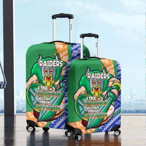 Canberra Raiders Luggage Cover - A True Champion Will Fight Through Anything With Polynesian Patterns