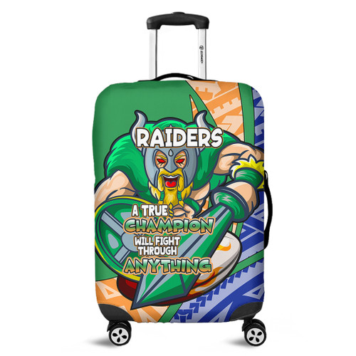 Canberra Raiders Luggage Cover - A True Champion Will Fight Through Anything With Polynesian Patterns Canberra Raiders Luggage Cover - A True Champion Will Fight Through Anything With Polynesian Patterns