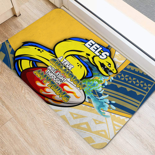 Parramatta Eels Door Mat - A True Champion Will Fight Through Anything With Polynesian Patterns Parramatta Eels Door Mat - A True Champion Will Fight Through Anything With Polynesian Patterns