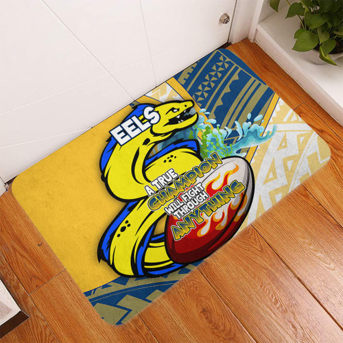 Parramatta Eels Door Mat - A True Champion Will Fight Through Anything With Polynesian Patterns Parramatta Eels Door Mat - A True Champion Will Fight Through Anything With Polynesian Patterns