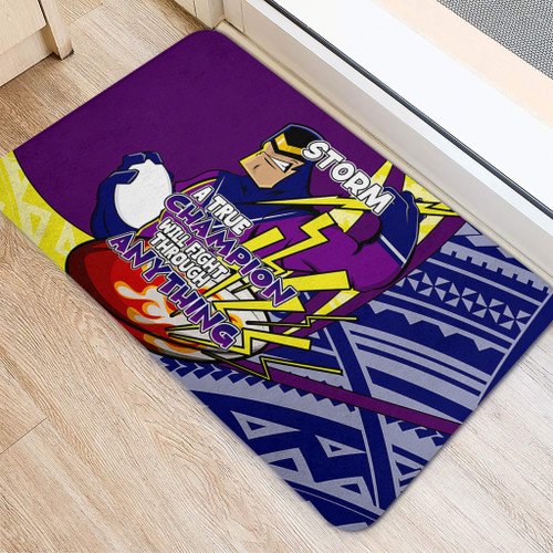 Melbourne Storm Door Mat - A True Champion Will Fight Through Anything With Polynesian Patterns Melbourne Storm Door Mat - A True Champion Will Fight Through Anything With Polynesian Patterns