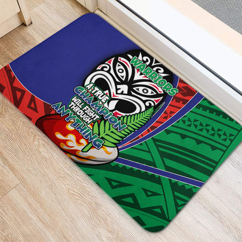 New Zealand Warriors Door Mat - A True Champion Will Fight Through Anything With Polynesian Patterns New Zealand Warriors Door Mat - A True Champion Will Fight Through Anything With Polynesian Patterns