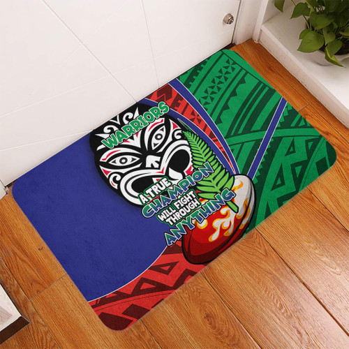 New Zealand Warriors Door Mat - A True Champion Will Fight Through Anything With Polynesian Patterns New Zealand Warriors Door Mat - A True Champion Will Fight Through Anything With Polynesian Patterns