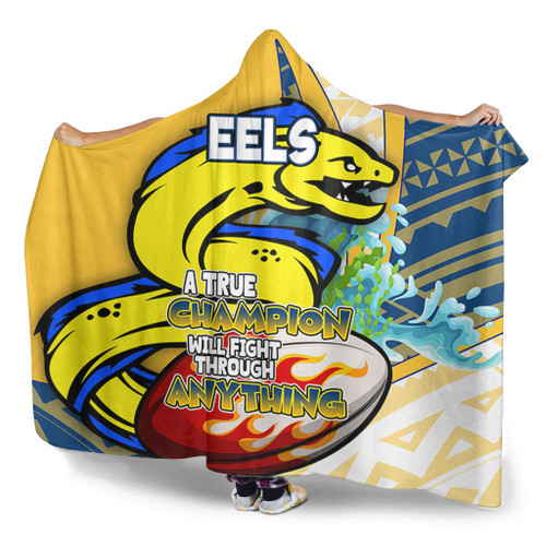 Parramatta Eels Hooded Blanket - A True Champion Will Fight Through Anything With Polynesian Patterns