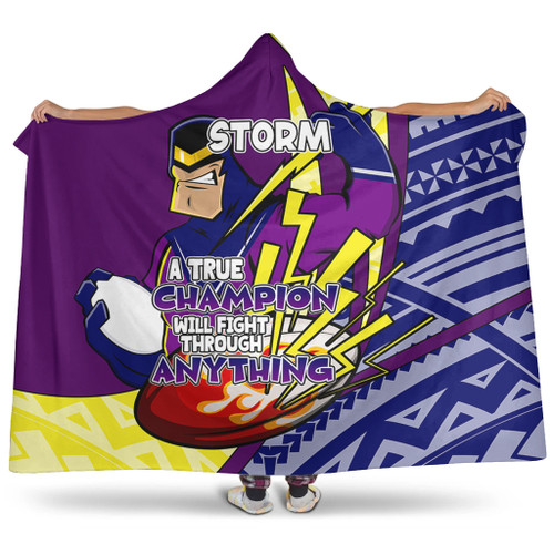 Melbourne Storm Hooded Blanket - A True Champion Will Fight Through Anything With Polynesian Patterns