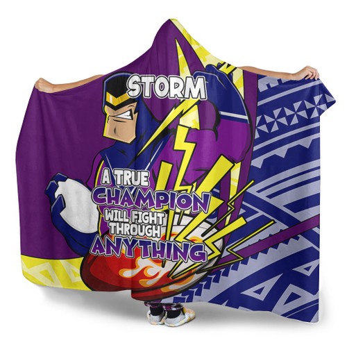 Melbourne Storm Hooded Blanket - A True Champion Will Fight Through Anything With Polynesian Patterns Melbourne Storm Hooded Blanket - A True Champion Will Fight Through Anything With Polynesian Patterns