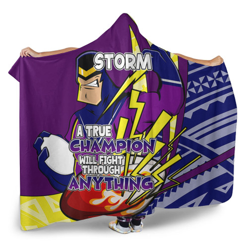 Melbourne Storm Hooded Blanket - A True Champion Will Fight Through Anything With Polynesian Patterns Melbourne Storm Hooded Blanket - A True Champion Will Fight Through Anything With Polynesian Patterns