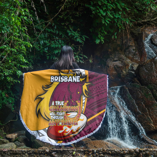 Brisbane Broncos Beach Blanket - A True Champion Will Fight Through Anything With Polynesian Patterns Brisbane Broncos Beach Blanket - A True Champion Will Fight Through Anything With Polynesian Patterns