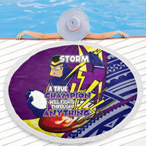Melbourne Storm Beach Blanket - A True Champion Will Fight Through Anything With Polynesian Patterns