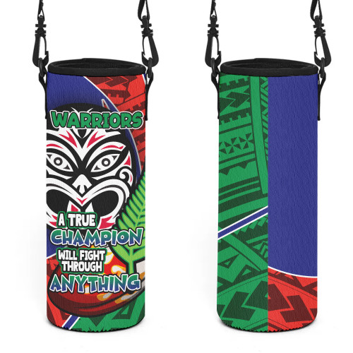 Australia New Zealand Water Bottle Sleeve - A True Champion Will Fight Through Anything With Polynesian Patterns Water Bottle Sleeve