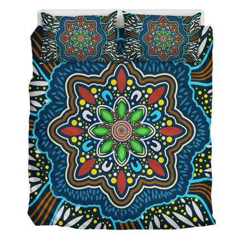 Australia Bedding Set Aboriginal Big Flowers In Dot Painting Inspired