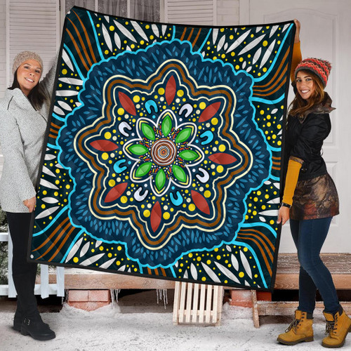 Australia Premium Quilt Aboriginal Big Flowers In Dot Painting Inspired
