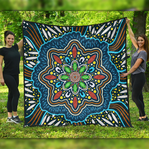 Australia Premium Quilt Aboriginal Big Flowers In Dot Painting Inspired