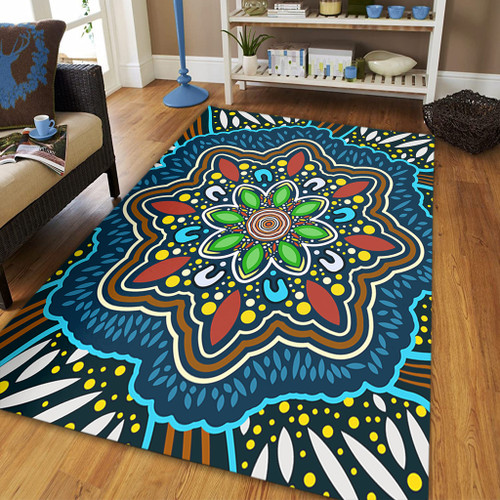 Australia Area Rug Aboriginal Big Flowers In Dot Painting Inspired