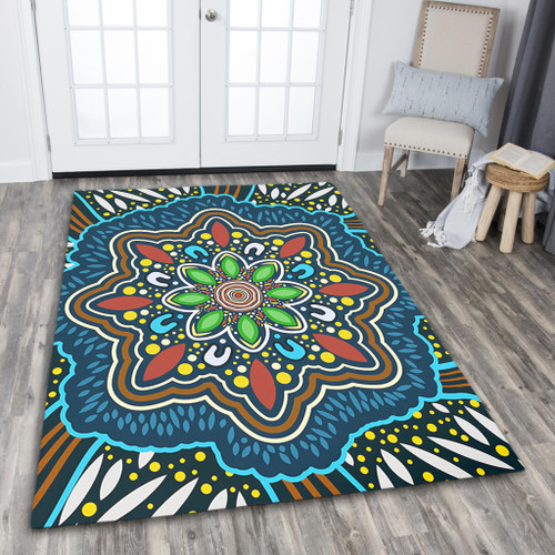 Australia Area Rug Aboriginal Big Flowers In Dot Painting Inspired