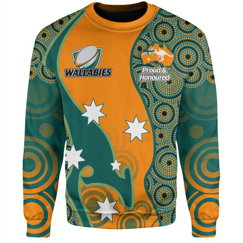 Australia Wallabies Custom Sweatshirt - Custom Proud And Honoured Indigenous Aboriginal Inspired Gold Jersey Sweatshirt