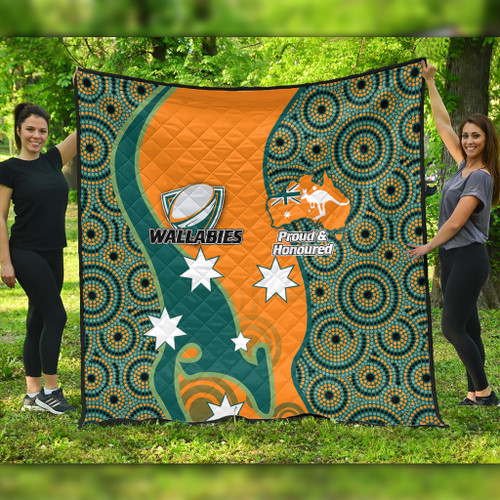 Australia Wallabies Custom Quilt - Custom Proud And Honoured Indigenous Aboriginal Inspired Gold Jersey Quilt Australia Wallabies Custom Quilt - Custom Proud And Honoured Indigenous Aboriginal Inspired Gold Jersey Quilt