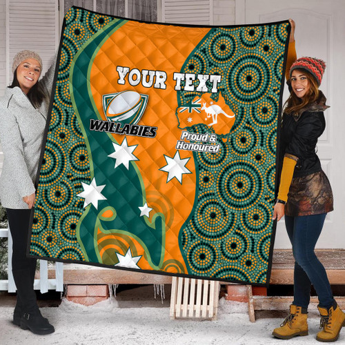 Australia Wallabies Custom Quilt - Custom Proud And Honoured Indigenous Aboriginal Inspired Gold Jersey Quilt Australia Wallabies Custom Quilt - Custom Proud And Honoured Indigenous Aboriginal Inspired Gold Jersey Quilt