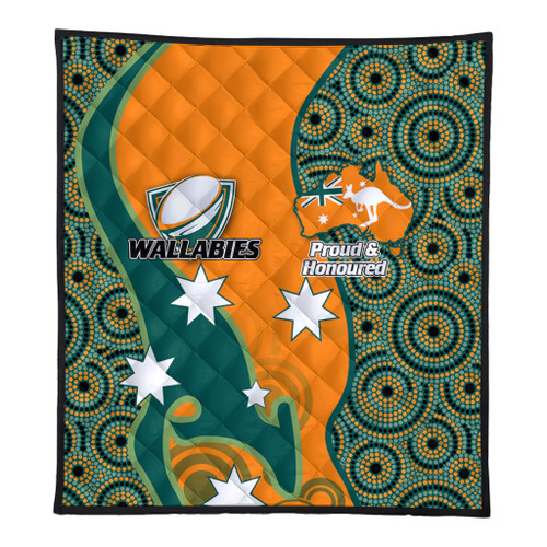 Australia Wallabies Custom Quilt - Custom Proud And Honoured Indigenous Aboriginal Inspired Gold Jersey Quilt Australia Wallabies Custom Quilt - Custom Proud And Honoured Indigenous Aboriginal Inspired Gold Jersey Quilt