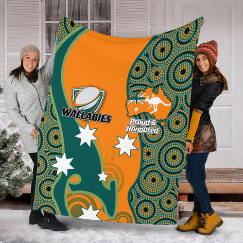 Australia Wallabies Custom Blanket - Custom Proud And Honoured Indigenous Aboriginal Inspired Gold Jersey Blanket Australia Wallabies Custom Blanket - Custom Proud And Honoured Indigenous Aboriginal Inspired Gold Jersey Blanket