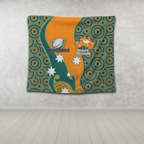 Australia Wallabies Custom Tapestry - Custom Proud And Honoured Indigenous Aboriginal Inspired Gold Jersey Tapestry Australia Wallabies Custom Tapestry - Custom Proud And Honoured Indigenous Aboriginal Inspired Gold Jersey Tapestry