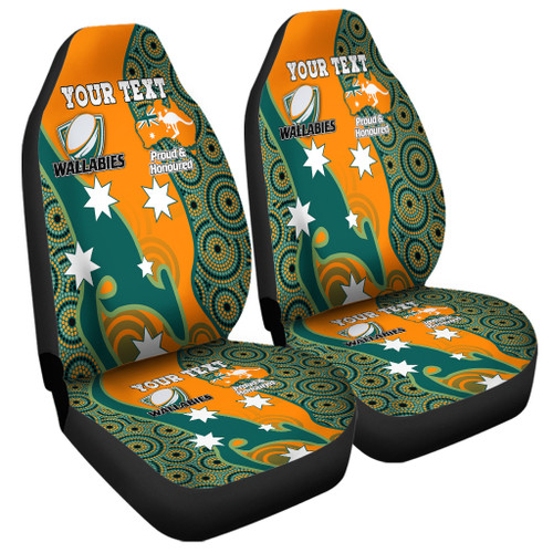 Australia Wallabies Custom Car Seat Covers - Custom Proud And Honoured Indigenous Aboriginal Inspired Gold Jersey Car Seat Covers