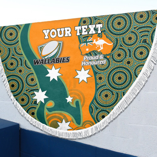 Australia Wallabies Custom Beach Blanket - Custom Proud And Honoured Indigenous Aboriginal Inspired Gold Jersey Beach Blanket Australia Wallabies Custom Beach Blanket - Custom Proud And Honoured Indigenous Aboriginal Inspired Gold Jersey Beach Blanket