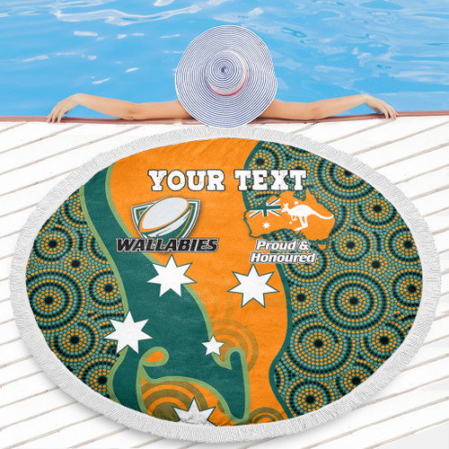 Australia Wallabies Custom Beach Blanket - Custom Proud And Honoured Indigenous Aboriginal Inspired Gold Jersey Beach Blanket Australia Wallabies Custom Beach Blanket - Custom Proud And Honoured Indigenous Aboriginal Inspired Gold Jersey Beach Blanket