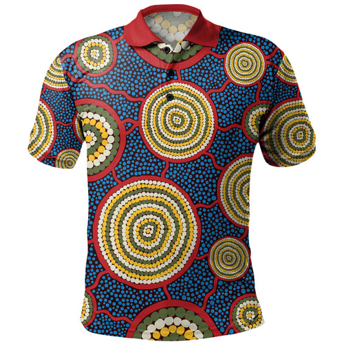 Australia Aboriginal Polo Shirt - Beautiful Indigenous Seamless Pattern Based in Universe with Galaxies Form Polo Shirt