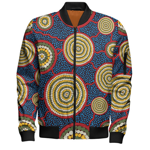 Australia Aboriginal Bomber Jacket - Beautiful Indigenous Seamless Pattern Based in Universe with Galaxies Form Bomber Jacket