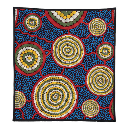 Australia Aboriginal Quilt - Beautiful Indigenous Seamless Pattern Based in Universe with Galaxies Form Quilt