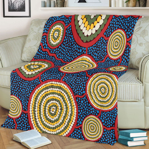Australia Aboriginal Blanket - Beautiful Indigenous Seamless Pattern Based in Universe with Galaxies Form Blanket
