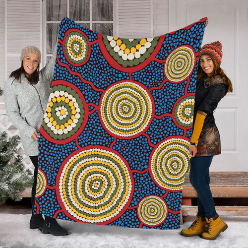 Australia Aboriginal Blanket - Beautiful Indigenous Seamless Pattern Based in Universe with Galaxies Form Blanket