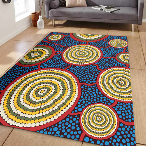 Australia Aboriginal Area Rug - Beautiful Indigenous Seamless Pattern Based in Universe with Galaxies Form Area Rug