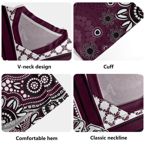 Manly Warringah Sea Eagles Rugby Jersey - Custom Maroon Manly Warringah Sea Eagles Blooded Aboriginal Inspired Manly Warringah Sea Eagles Rugby Jersey - Custom Maroon Manly Warringah Sea Eagles Blooded Aboriginal Inspired