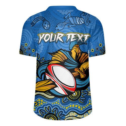 Gold Coast Titans Rugby Jersey - Custom Blue Gold Coast Titans Blooded Aboriginal Inspired