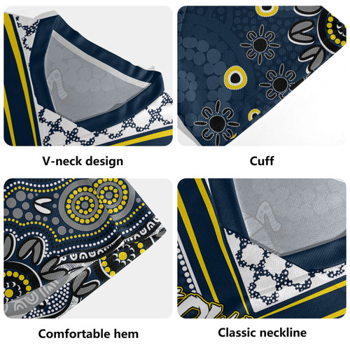 North Queensland Cowboys Rugby Jersey - Custom Blue North Queensland Cowboys Blooded Aboriginal Inspired North Queensland Cowboys Rugby Jersey - Custom Blue North Queensland Cowboys Blooded Aboriginal Inspired
