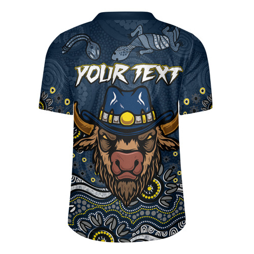 North Queensland Cowboys Rugby Jersey - Custom Blue North Queensland Cowboys Blooded Aboriginal Inspired North Queensland Cowboys Rugby Jersey - Custom Blue North Queensland Cowboys Blooded Aboriginal Inspired