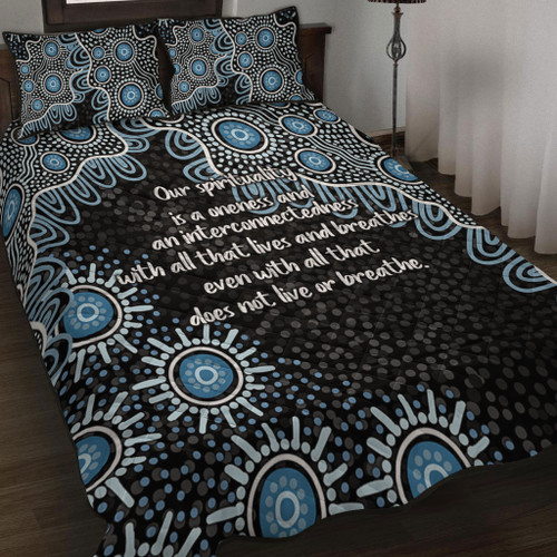 Australia Aboriginal Quilt Bed Set - The More You Know The Less You Need Blue Quilt Bed Set