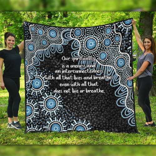 Australia Aboriginal Quilt - The More You Know The Less You Need Blue Quilt Australia Aboriginal Quilt - The More You Know The Less You Need Blue Quilt