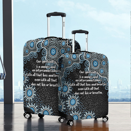 Australia Aboriginal Luggage Cover - The More You Know The Less You Need Blue Luggage Cover