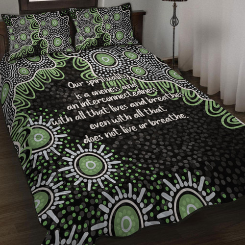 Australia Aboriginal Quilt Bed Set - The More You Know The Less You Need Green Quilt Bed Set